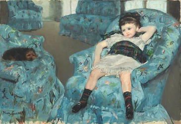 Kleines Mädchen in einem blauen Sessel, 1878